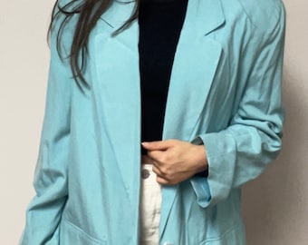 Vintage 100% Silk Blue Blazer Saks Fifth Avenue Real Clothes