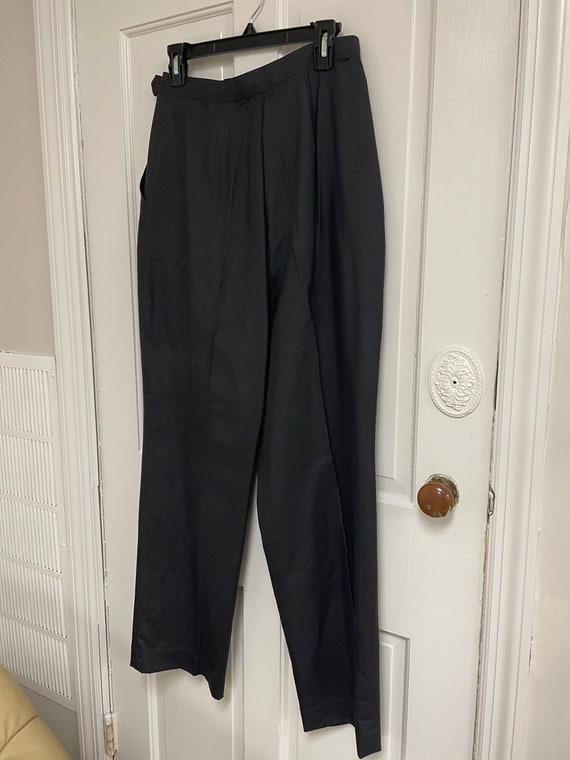 Black 100% silk trouser pants pockets waist 28 Mad