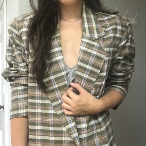 Vintage Plaid Saks Fifth Avenue Blazer Real Clothes Silk Cotton Blazer Size 10 Medium Jacket Blazer Jacket Vintage Blazer