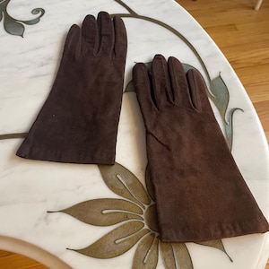 Vintage 1960s Leather Gloves Brown Leather Suede Gloves 100% Leather Winter Gloves Made in Italy