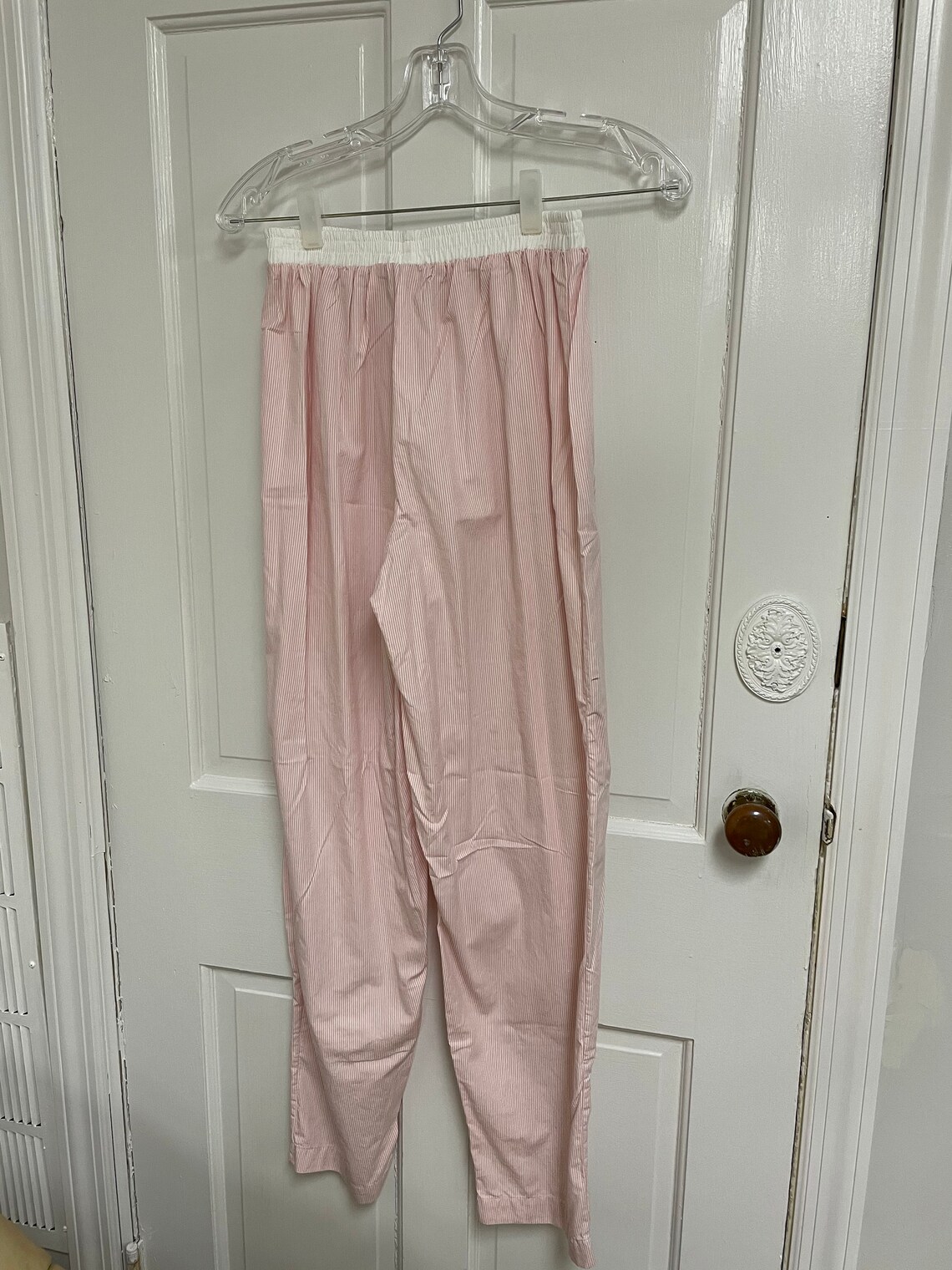Vintage Bloomingdales Lingerie Pink White Striped Button Down Pants Set ...