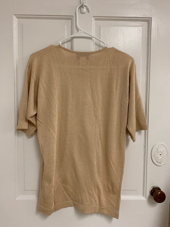 Vintage Bloomingdales Beige Short Sleeve Blouse T… - image 5