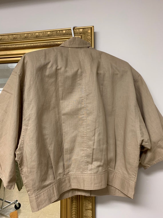 Vintage 80s Tan Jacket Notations Linen Look Ramie… - image 5