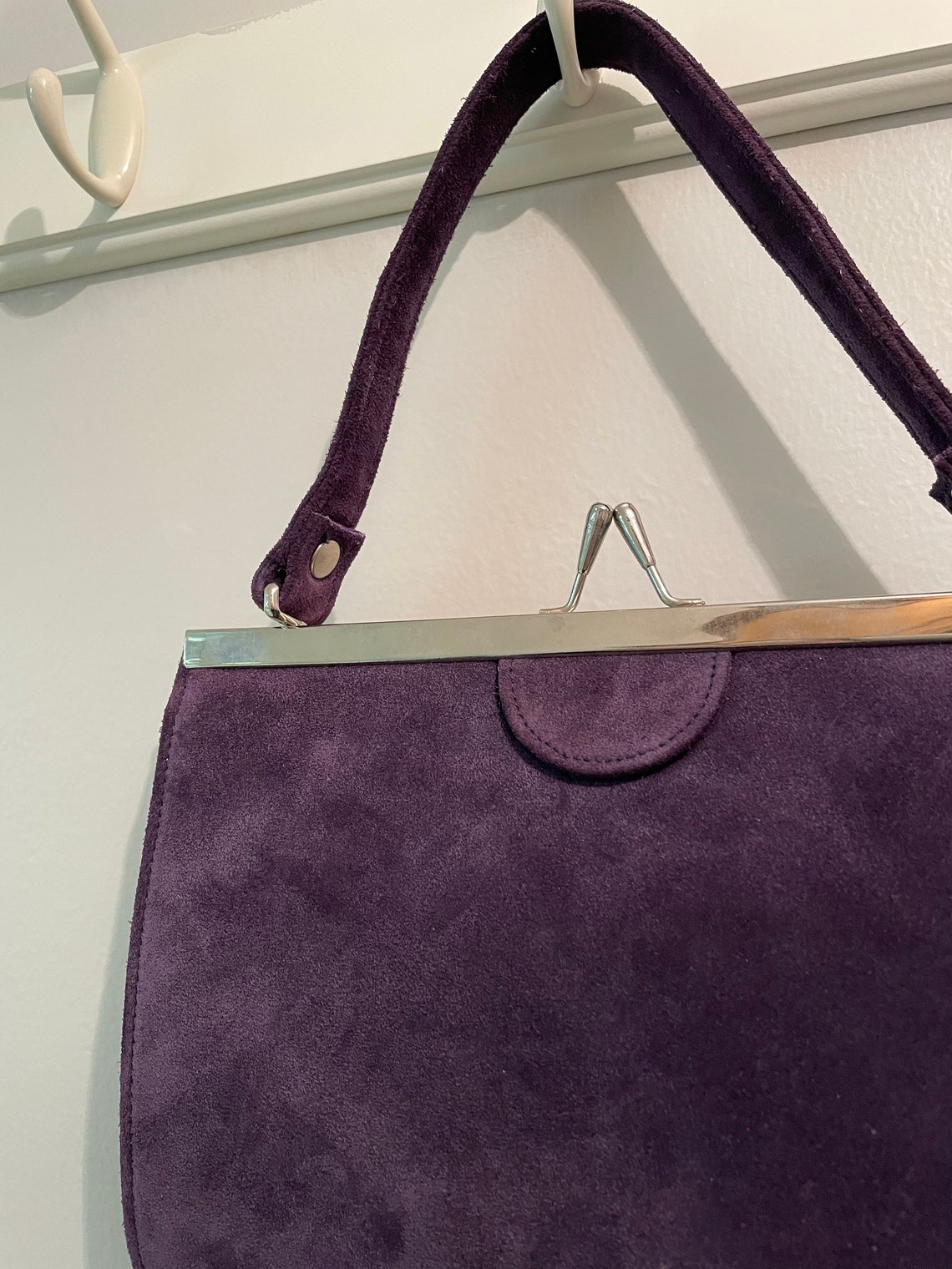Vintage Italian Leather Purple Suede Handbag Made In Italy | Etsy