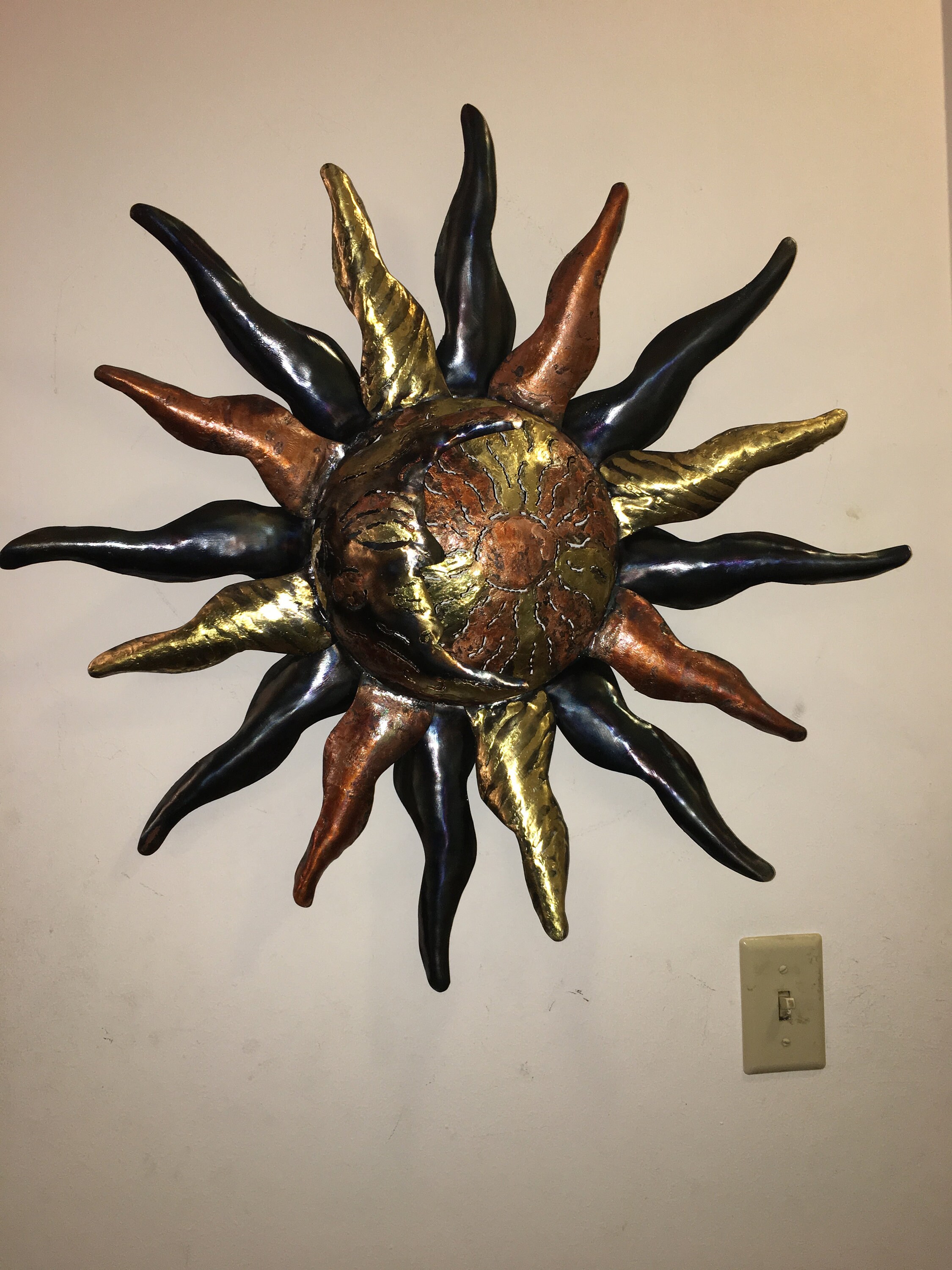 Sun Moon Sun Face Wall Art Beautiful Metal Art Work Indoor Etsy