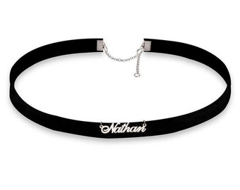 Choker necklace, name choker, black velvet choker, personalized choker, necklace woman, choker collar, gift for her, personalize jewelry