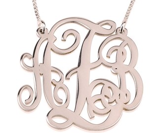Rose Gold Monogram Necklace Personalized Jewelry Monogram Jewelry Initial Necklace Personalized Gifts Bridesmaid Gifts Monogrammed Necklace