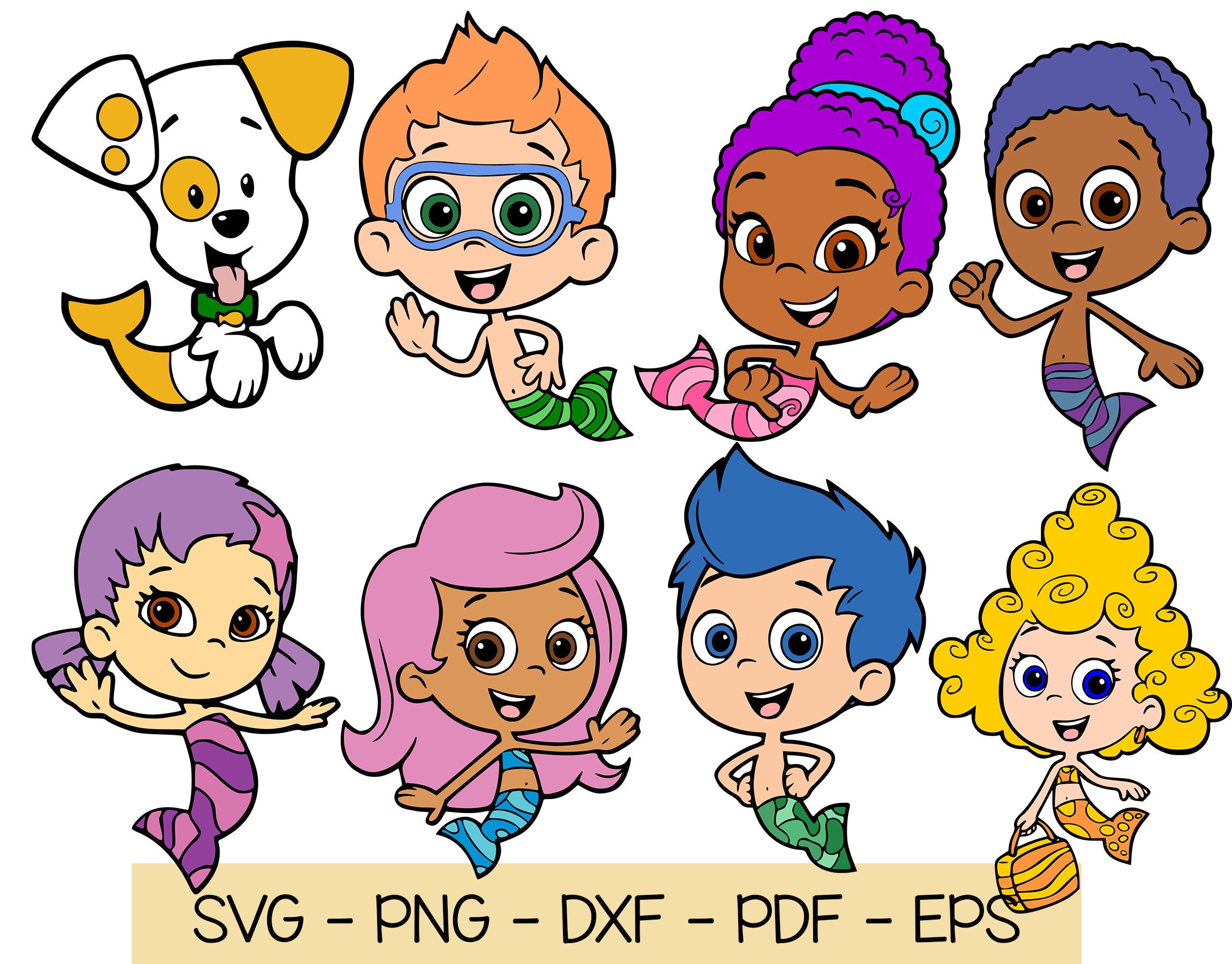 Bubble Guppies SVG Bundle Vector Cliparts Bubble Guppies Layered cutfiles -...