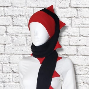 Chapeau de dragon - Long - Noir rouge