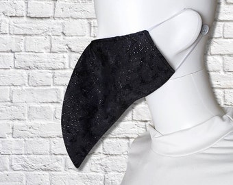 Plague Doctor Face Mask with Elastic Straps - Black Glitter - Non-Surgical - Cotton Mask - Two Layers