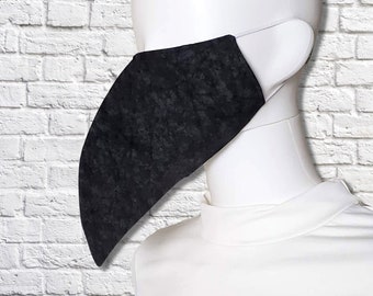 Plague Doctor Face Mask with Elastic Straps - Mottled Black - Non-Surgical - Cotton Mask - Two Layers