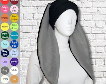 Floppy Bunny Ears Hat - Black and Custom Colors