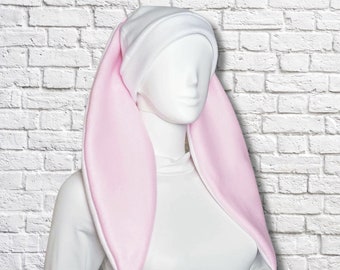 Floppy Bunny Ears Hat - White and Pink