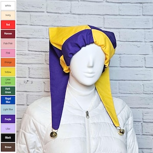 Jester Harlequin Hat (cotton) - Custom Colors - Gold Bells
