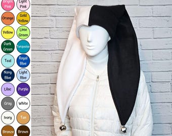 Jester Harlequin Hat (fleece) - Split - Bells - Custom Colors