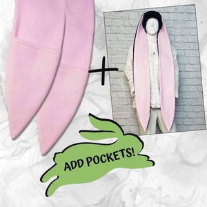 Add-On Pockets for Long Bunny Ears Hat Scarf