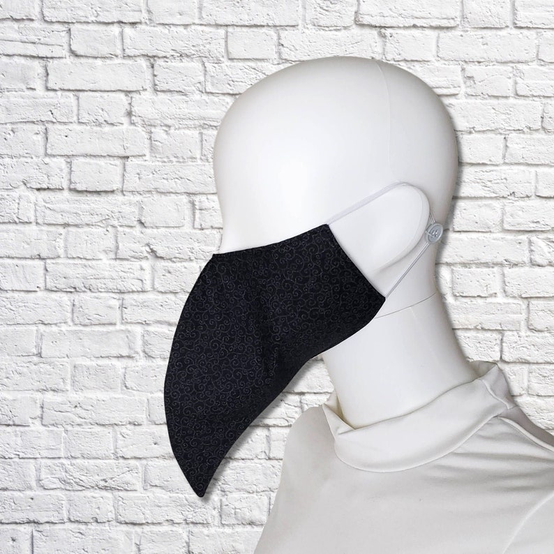 Plague Doctor Face Mask with Elastic Straps  Black Scroll  image 1