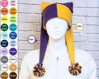 Jester Hat Multi-colored Harlequin Cosplay Cap With Gold Bells - Etsy