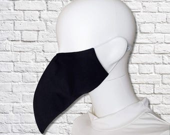 Plague Doctor Face Mask with Elastic Straps - Long - Black Variations