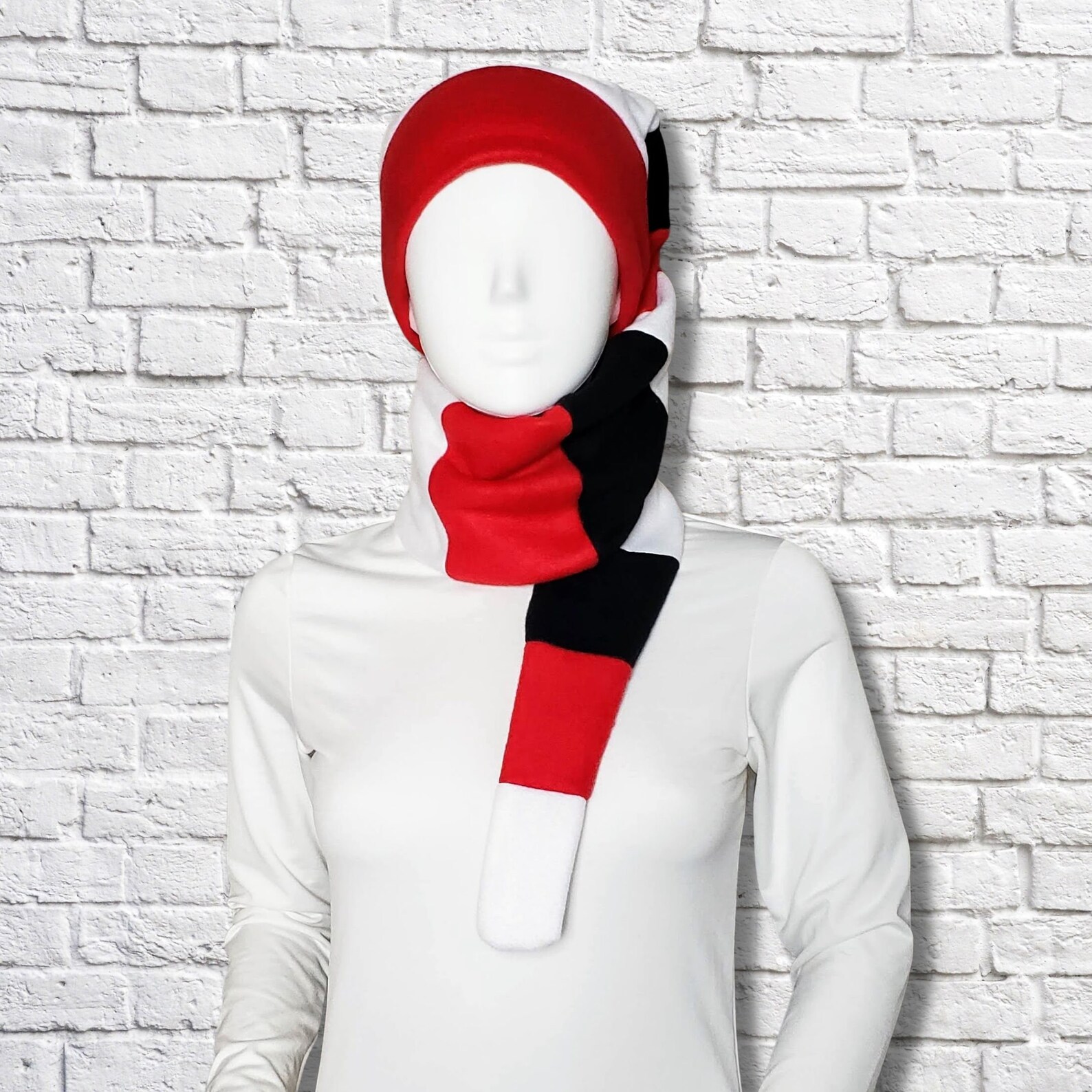 Red-white-black Striped Hat / Stocking Cap / Beanie Scarf / | Etsy