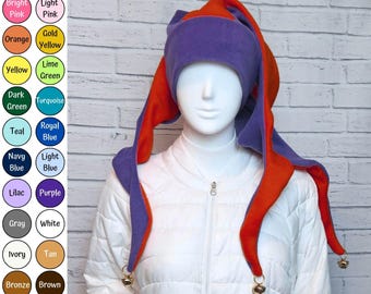 3-Point Floppy Jester Hat (fleece) - Bells - Custom Colors