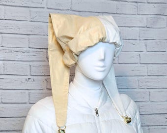 Jester Harlequin Hat (cotton) - Shimmer Gold and White