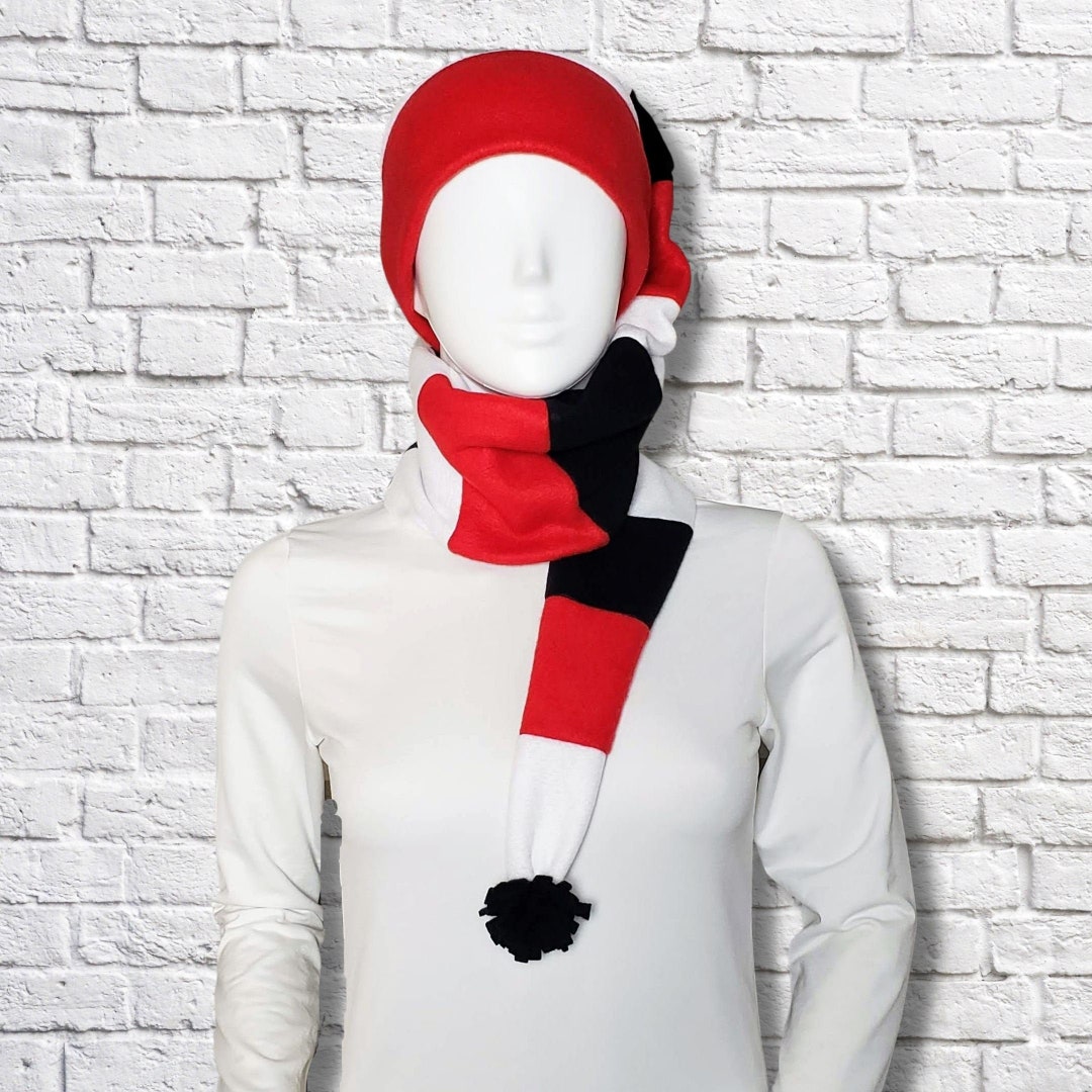 Redwhiteblack Striped Hat / Stocking Cap / Beanie Scarf / Striped Hat