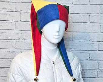 Jester Harlequin Hat (fleece) - Four Colors - Bells
