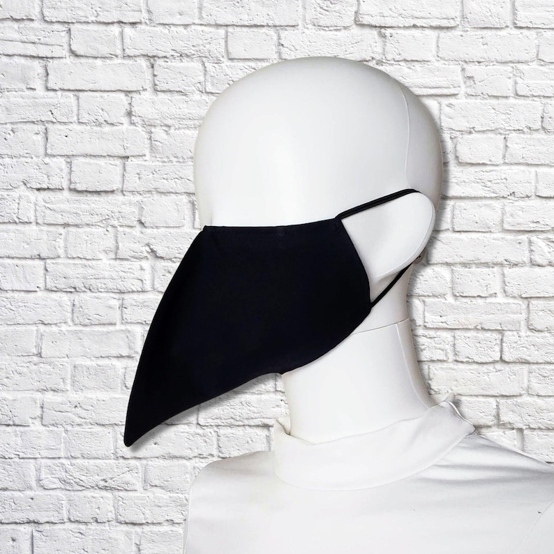 Plague Doctor Face Mask Shorter Beak - Black Solid Black