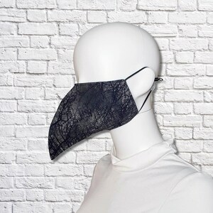 Plague Doctor Face Mask Shorter Beak - Black Black Branches