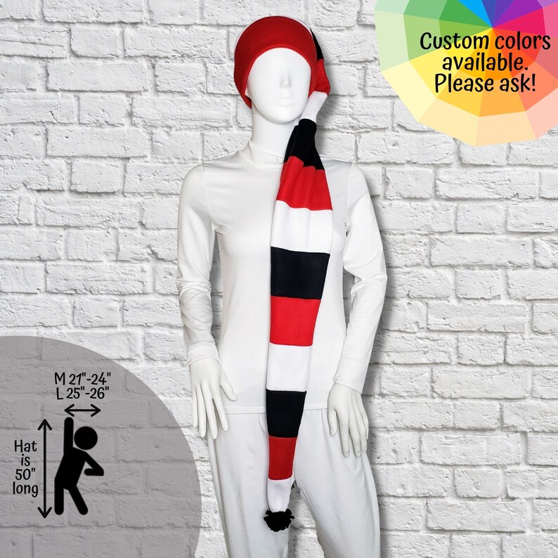 Red-white-black Striped Hat / Stocking Cap / Beanie Scarf / | Etsy