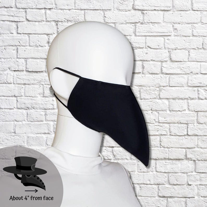 Plague Doctor Face Mask Shorter Beak - Black image 2