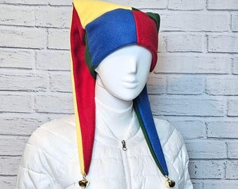 Jester Harlequin Hat (fleece) - Four Colors - Bells