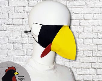 Chicken Beak Face Mask - Black Yellow Red