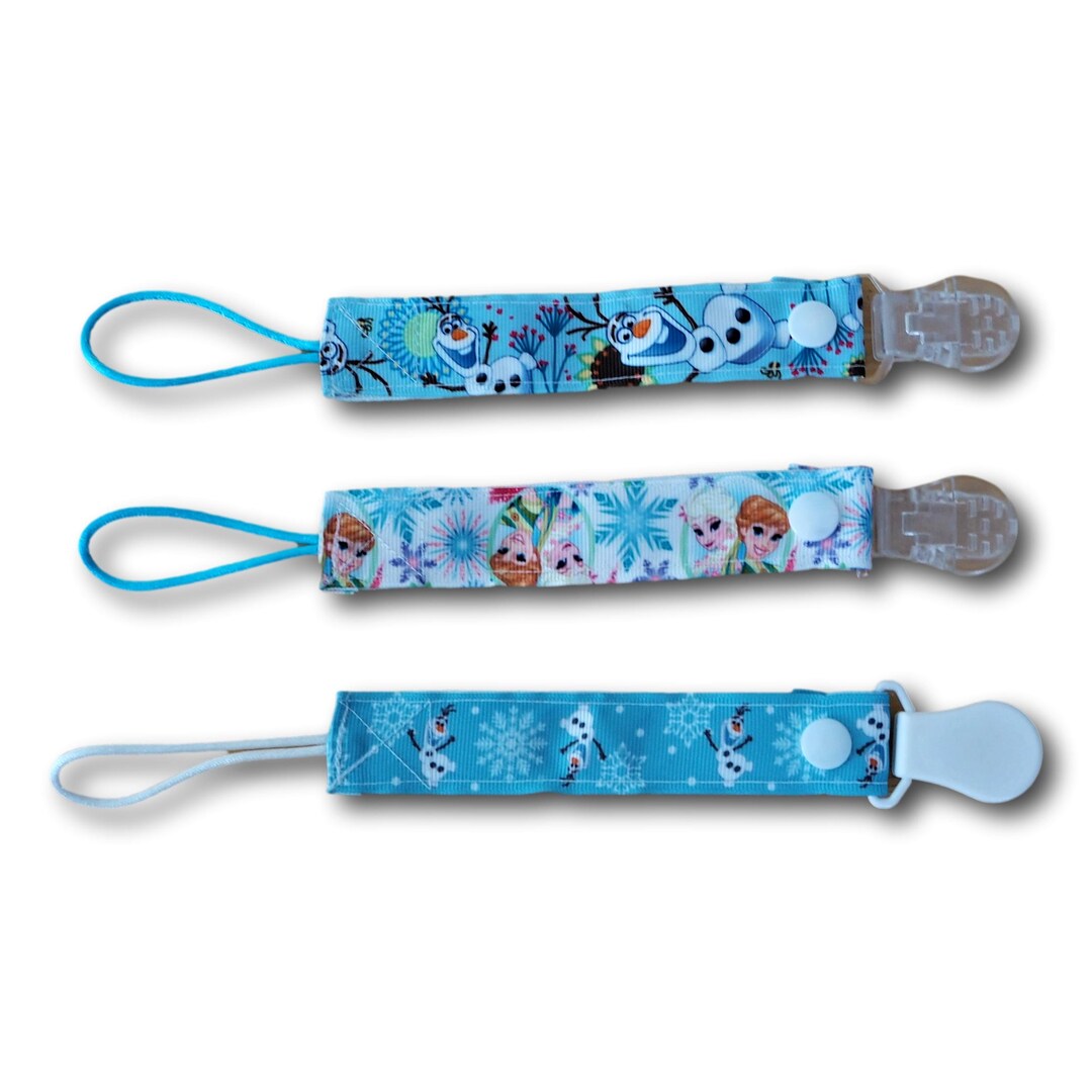 Frozen Pacifier Clips // Olaf Spring, Anna & Elsa, Olaf Snowflakes ...