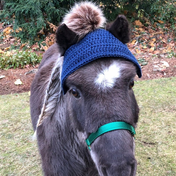 Horse Bonnet - Horse Pom Pom Hat - Horse Clothing - Pom Pom Hat - Equestrian Gift - Winter Horse Bonnet