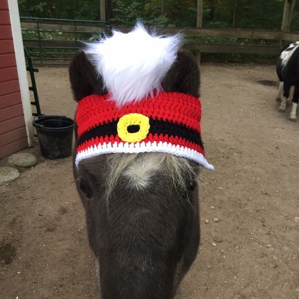 Horse Bonnet - Horse Santa Hat - Horse Clothing - Santa Hat - Equestrian Gift - Winter Horse Bonnet