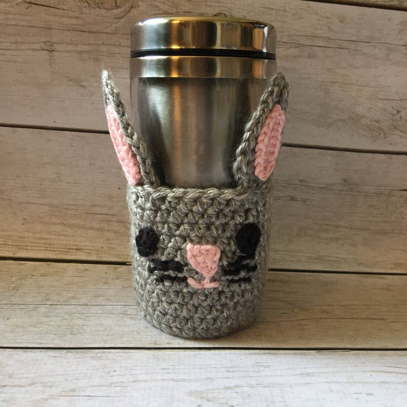 Bunny Coffee Cozy Crochet Cozy Mug Cozy Coffee Sleeve Bunny Cozy Reusable Cozie Crochet Coffee Sleeve image 3