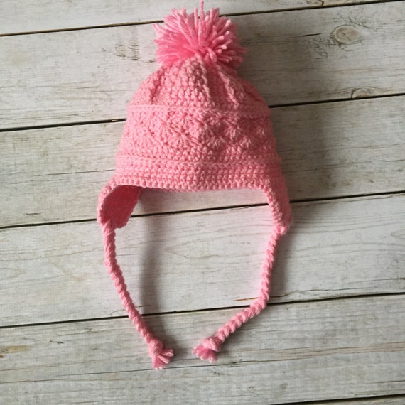 Girl Ear Flap Hat Pink Kids Hat Pompom Hat Toddler and Childrens Crochet  Hat Photography Prop Girls Winter Hat -  Canada