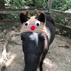 Horse Bonnet - Horse Reindeer Hat - Horse Clothing - Reindeer Hat - Equestrian Gift - Winter Horse Bonnet