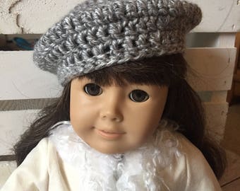 Doll Hat, 18 Inch Doll Hat, Crochet Doll Hat, Winter Doll Hat, Doll Beret, Crochet Doll Beret, Doll Clothes, Doll Accessory, Doll