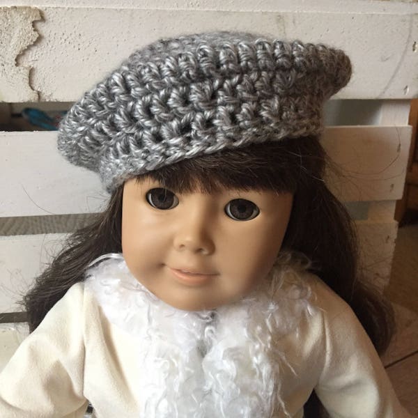 Doll Hat, 18 Inch Doll Hat, Crochet Doll Hat, Winter Doll Hat, Doll Beret, Crochet Doll Beret, Doll Clothes, Doll Accessory, Doll