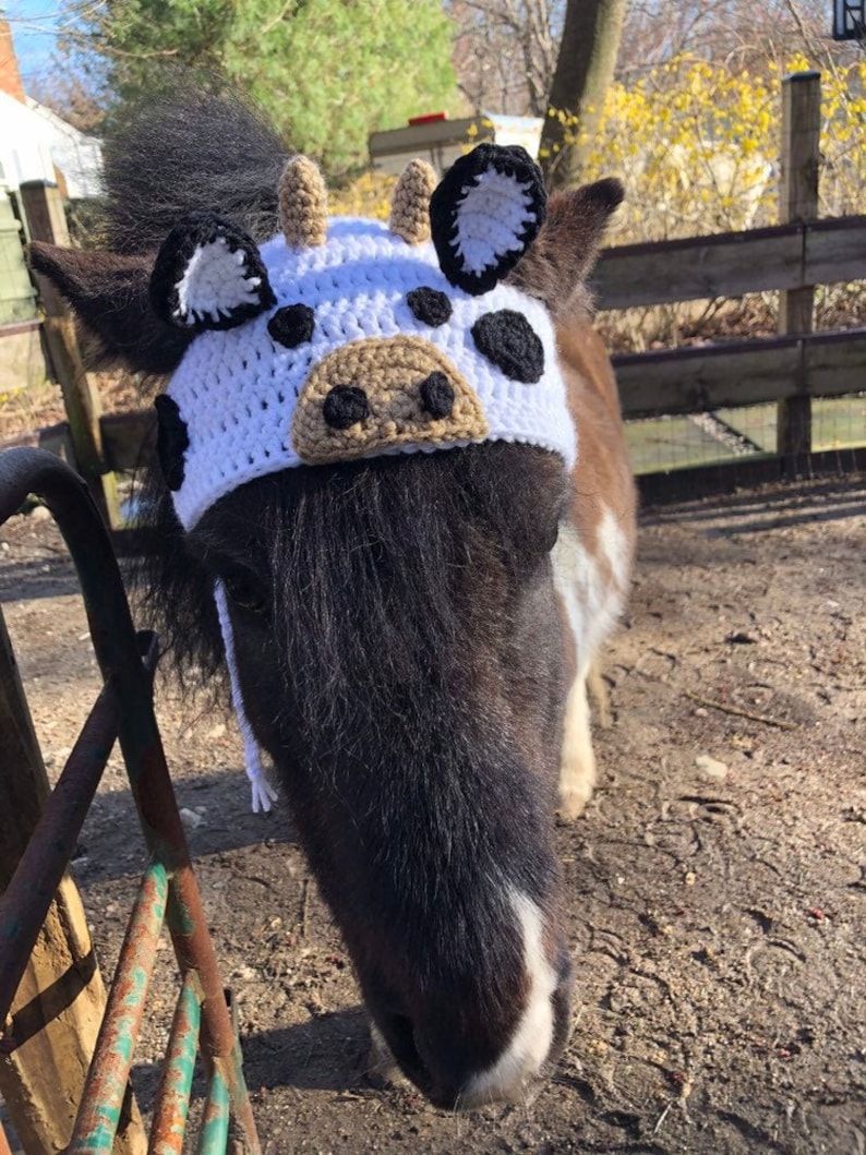 Horse Bonnet Horse Cow Hat Horse Clothing Cow Hat Equestrian Gift Winter Horse Bonnet image 1