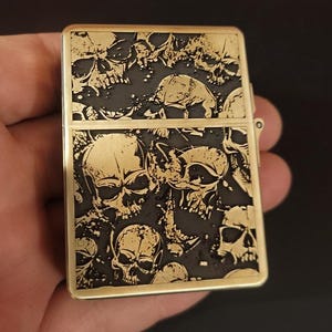 Heavy Armor Brass Lighter- &quot;Skulls&quot;&quot;
