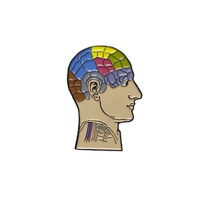 Phrenology soft enamel pin - 1.75&quot;x1.25&quot; inches double post with custom backstamp