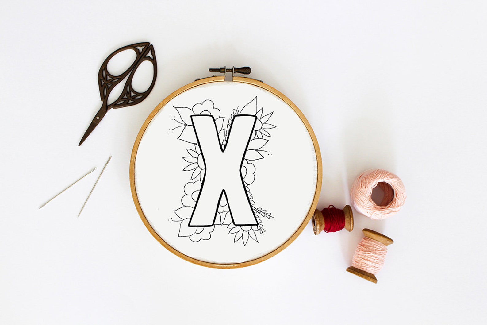Letter X Embroidery Pattern Floral Embroidery Pattern PDF - Etsy