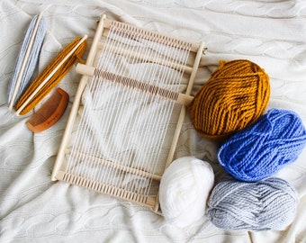 weaving loom, Tapestry loom and tools kit, Frame loom with heddle bar, loom kit, weaving loom kit, weave kit, wooden weave loom, lap loom