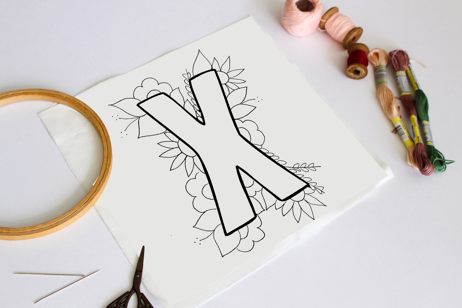 Letter X Embroidery Pattern Floral Embroidery Pattern PDF - Etsy