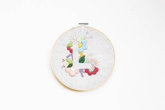 Letter l embroidery pattern floral embroidery pattern pdf  etsy