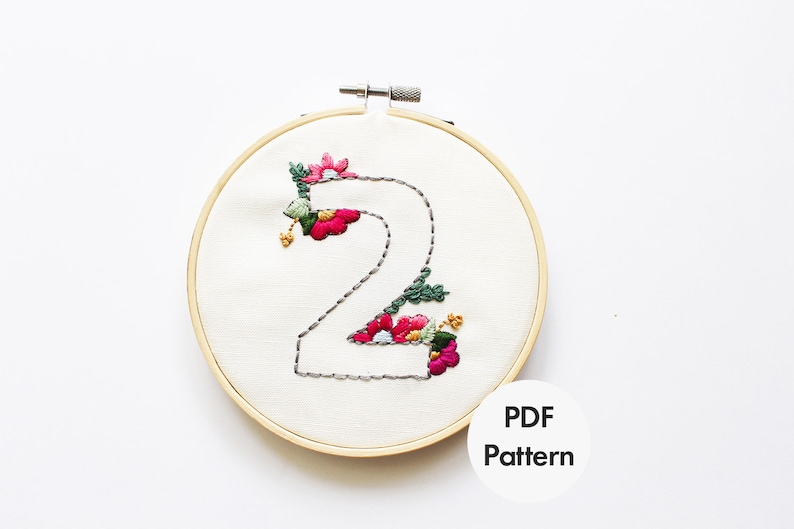 Floral numbers embroidery pattern pdf beginner embroidery  etsy Floral numbers embroidery pattern pdf beginner embroidery  etsy
